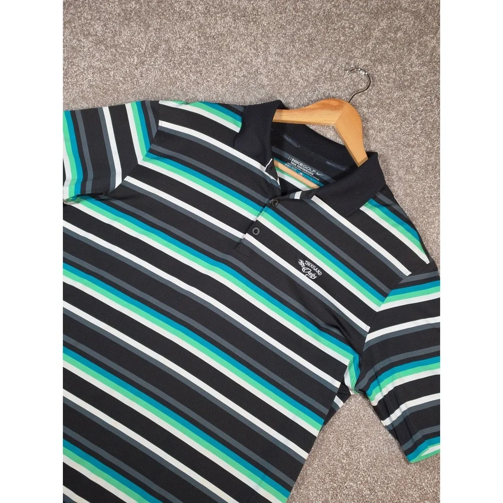 Nike Golf Tour Performance Dri-FIT Polo Shirt Mens Large Striped Thousand Oaks